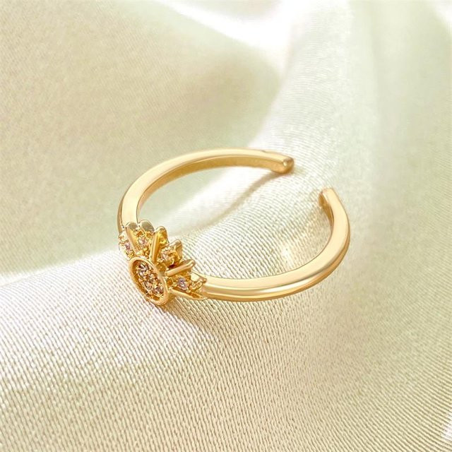 Ring-Set Sonne und Mond, Zinklegierung, Gold, Kristall, Zirkonia, Damen - Bild 1