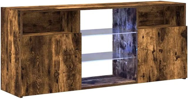 vidaXL TV-Schrank mit LED-Leuchten in Räuchereiche, modern, B/T/H: 120 x 30 x 50 cm - Bild 1