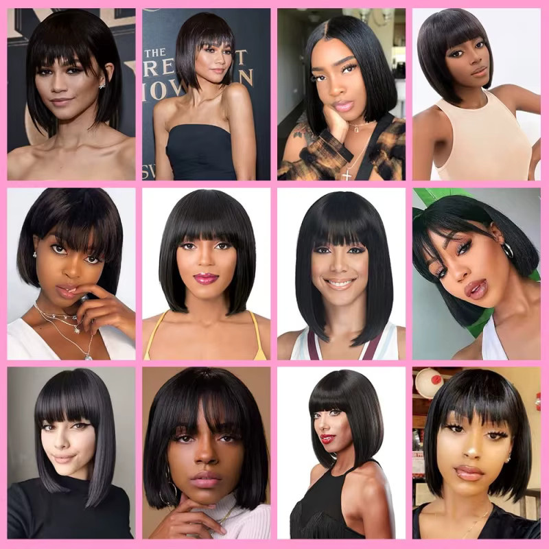 Suri Hair Bob-Perücke mit Pony, schwarz, 10 Zoll, Damen - Bild 5