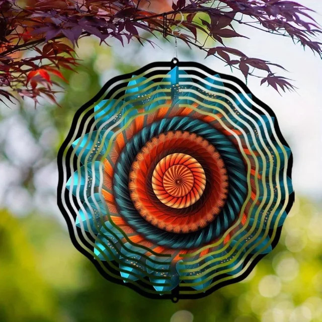 Hello Young Windspiel für den Außenbereich, geometrisches Metall-Dekor in Multicolour, rundes hängendes Windspiel mit 360 Grad Rotation - Bild 1