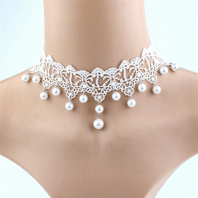 Perlenkette Spitze, Silber, Messing, Damen, gray - Bild 1