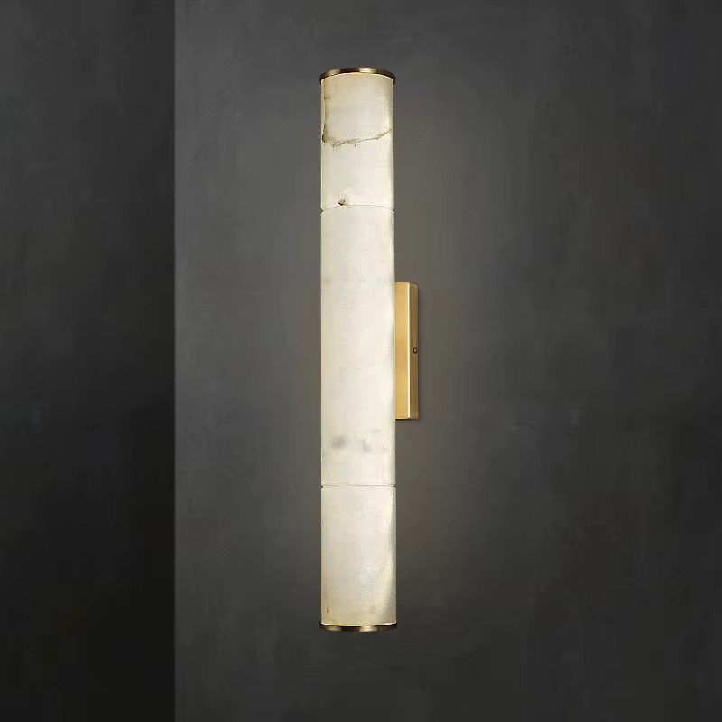 TAONUANSHU Moderne Marmor-Wandlampe in Weiß mit Gold/Messing, Wasserdichte Außen- und Innenwandleuchte für Wohnzimmer, Schlafzimmer und Flur, Warmweißes Licht - Bild 3