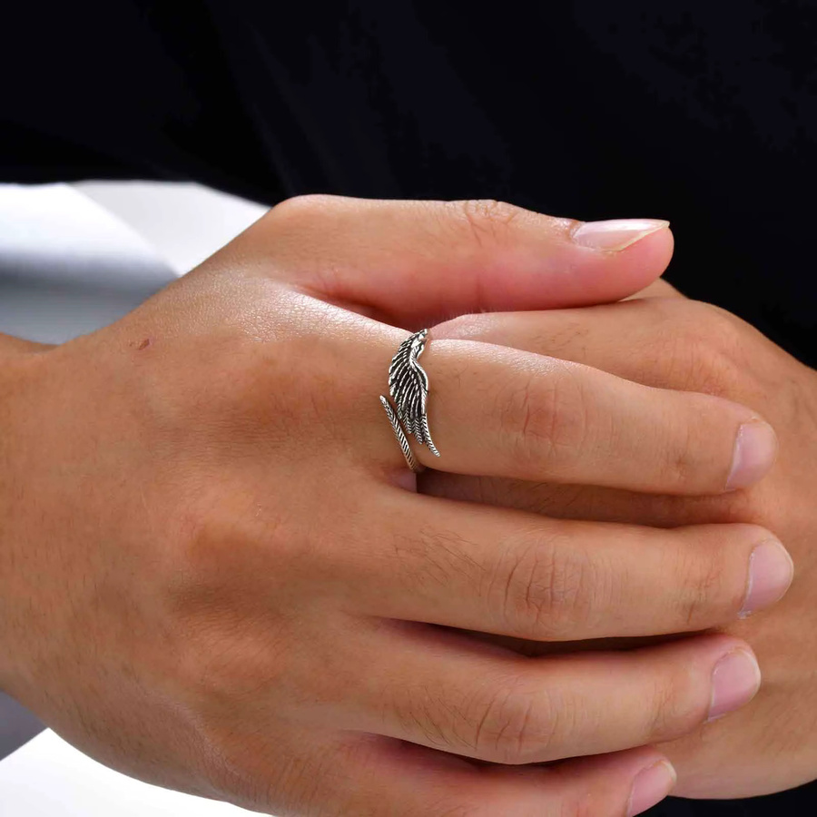 prjewel Engelsflügel-Ring, Edelstahl, Silber, Herren - Bild 2