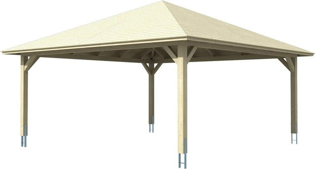 Skan Holz Carport Taunus aus BSH-Fichte mit Zeltdach in Beige, Breite: 634 cm, Tiefe: 634 cm, Höhe: 380 cm - Bild 1