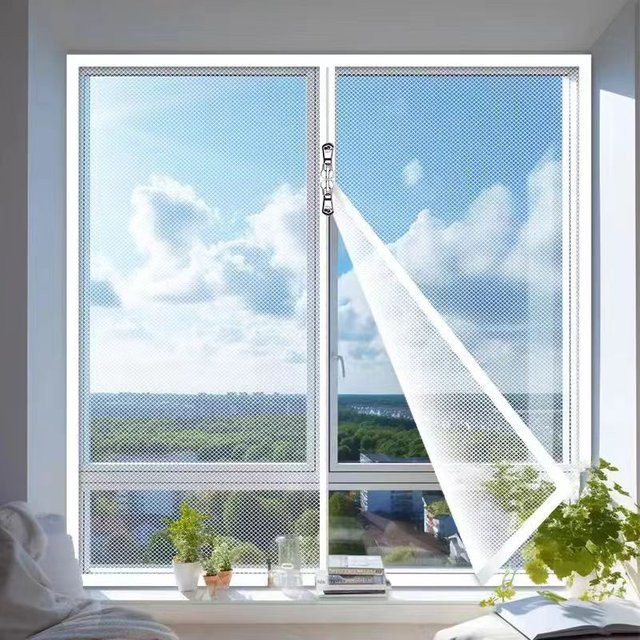 CHARM HOME Anti-Mücken-Fenster mit Reißverschluss, selbstklebendes und transparentes Fensternetz in Weiß - Bild 1
