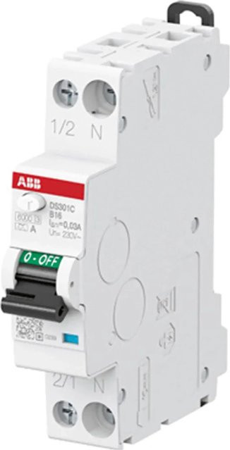 ABB FI/LS-Schalter DS301C B16 A30 RCBO in Grau und Weiß - Bild 1