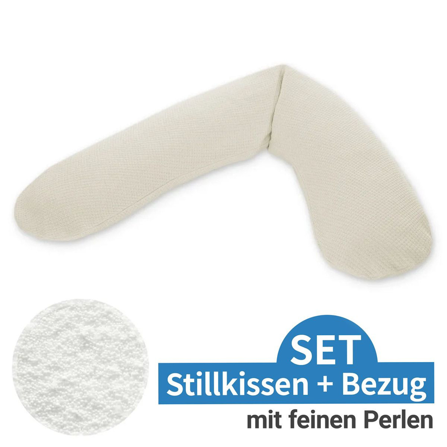 Theraline Stillkissen Das Original mit feiner Perlen-Füllung und Feinstrick-Bezug in Creme, Länge: 190 cm - Bild 1