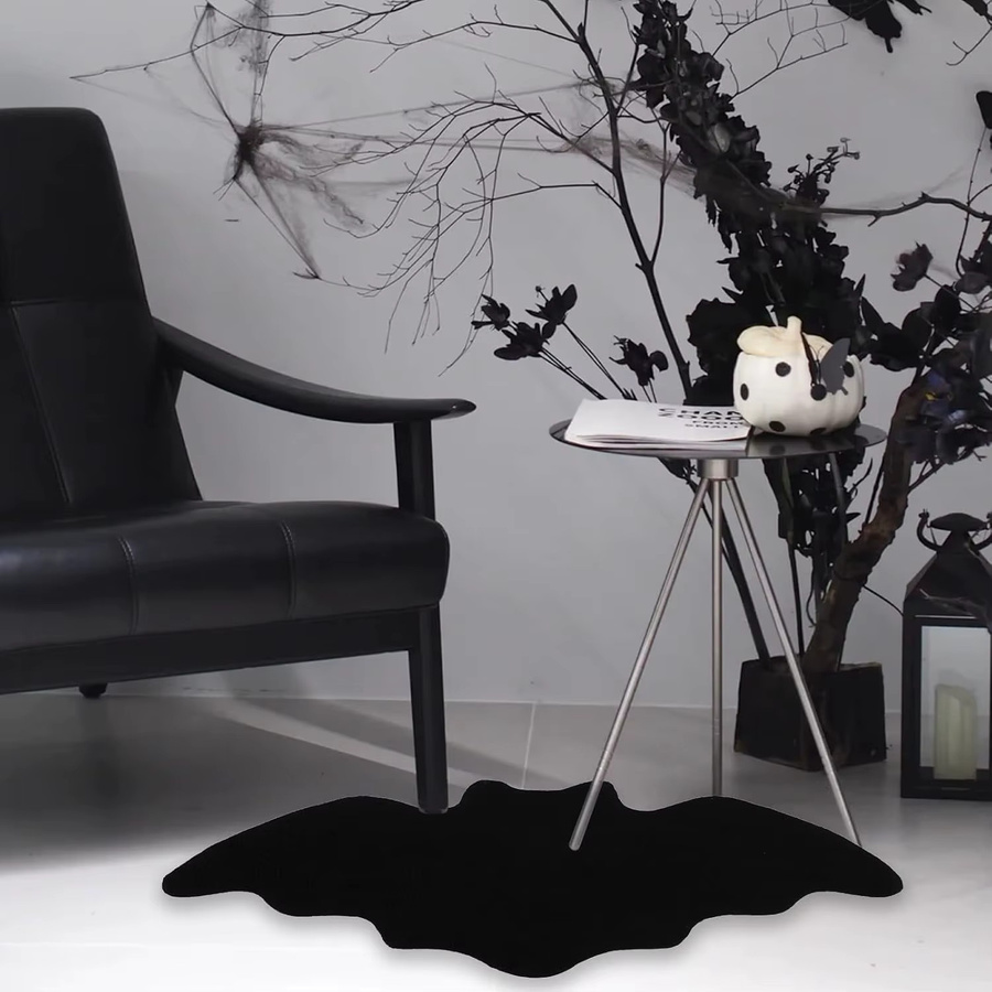 VIKAMA Fledermaus Badezimmer-Fußmatte in Schwarz, rutschfest und weich für Halloween oder Gothic-Dekoration, B/T: 60 x 40 cm - Bild 5