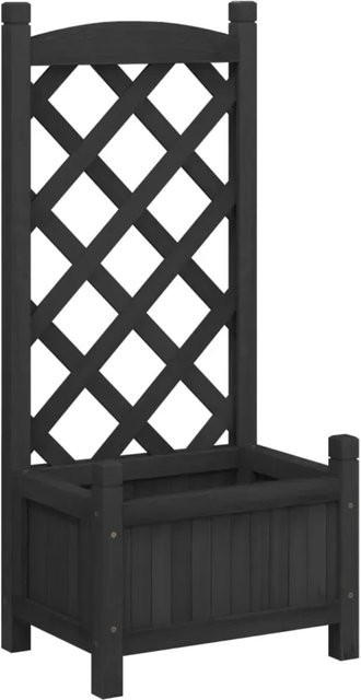 vidaXL Pflanzkübel mit Spalier aus Massivholz Tanne in Schwarz für Garten und Terrasse B: 90,0 cm, T: 40,0 cm, H: 30,0 cm - Bild 1
