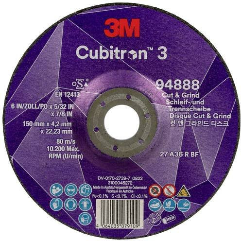 3M Cubitron 3 Cut and Grind Schruppscheibe Lila Durchmesser: 150 mm, Bohrungs-Ø: 22,23 mm, 10 Stück - Bild 1