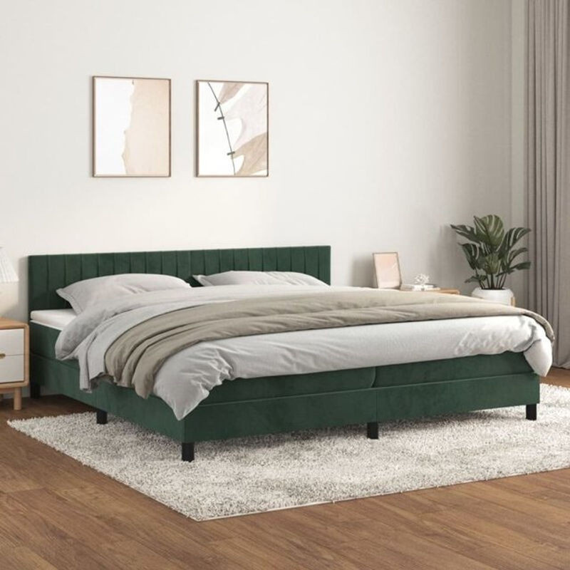 Vidaxl Boxspringbett mit Matratze aus Samt in Grün, B/T/H: 200 x 200 x 78 cm - Bild 1