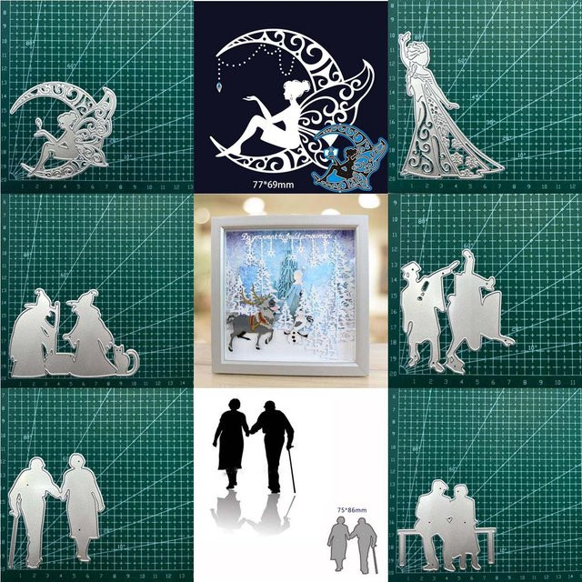 Dekorative Metall Prägeform für Scrapbooking mit Motiven wie Fee, Hexe, Prinzessin und Halloween-Figuren - Bild 1