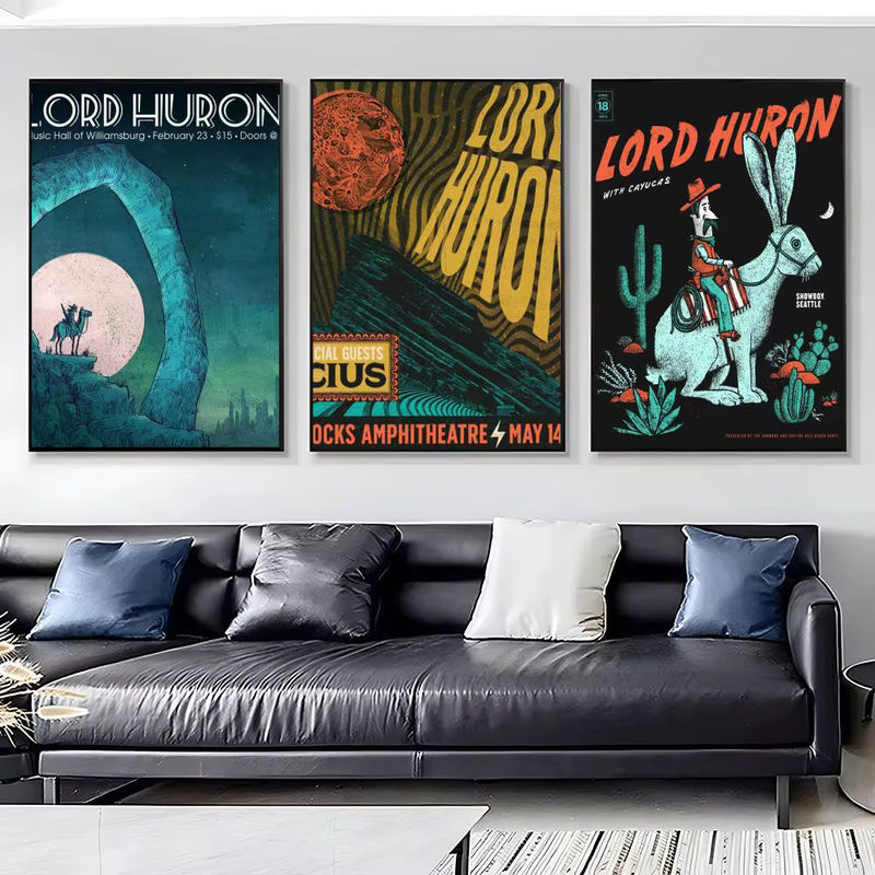 L-Lord H-Huron Band-Poster-Aufkleber in Schwarz und Mehrfarbig, modernes HD-Gemälde als selbstklebende Wanddekoration für dein Zuhause, Rechteckig, B: 20 cm, H: 15 cm, T: 15 cm - Bild 3