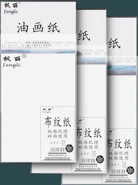 FENGLI Ölgemäldepapier Set mit 10 Blatt Leinwandpapier für Ölpastell, weiß, 500/600 g, 4/8 K, ideal als Kunst-Übungspapier für Studenten und Anfänger - Bild 1