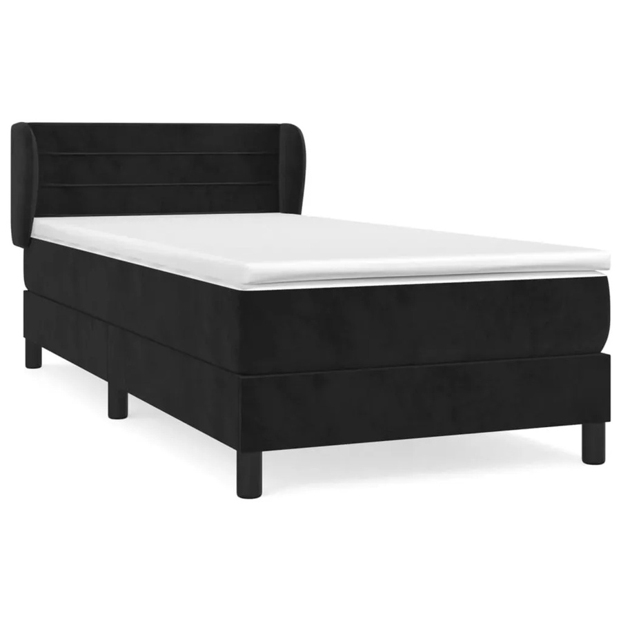 vidaXL Boxspringbett Hybrid mit Matratze und Taschenfederkern, Schwarz, Samt, B/T/H: 90 x 200 cm - Bild 2