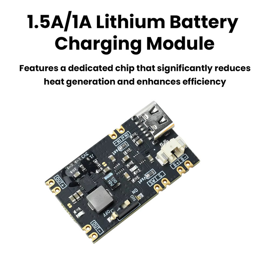 Gaqqee UPS Unterbrechungsfreie Stromversorgung Modul mit 3,3V/5V Ausgang, 1A/1,5A Lithium-Batterie-Lademodul und Typ-C Anschluss, Schwarz - Bild 3