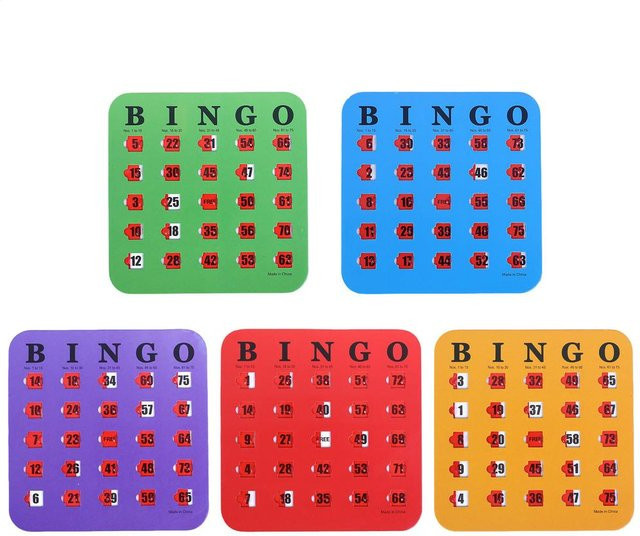 A Family Of Home Textiles Schiebe-Bingo-Karten, Partyspiel, 5-teiliges Set, ab 14 Jahren - Bild 1