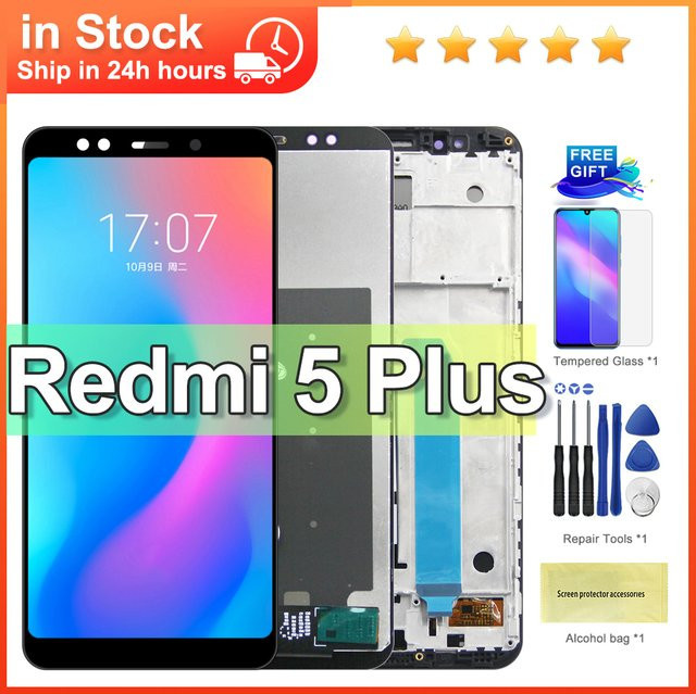 Xiaomi Redmi 5 Plus LCD Display Digitizer Rahmen Touch Screen Ersatzteil in Schwarz oder Weiß - Bild 1
