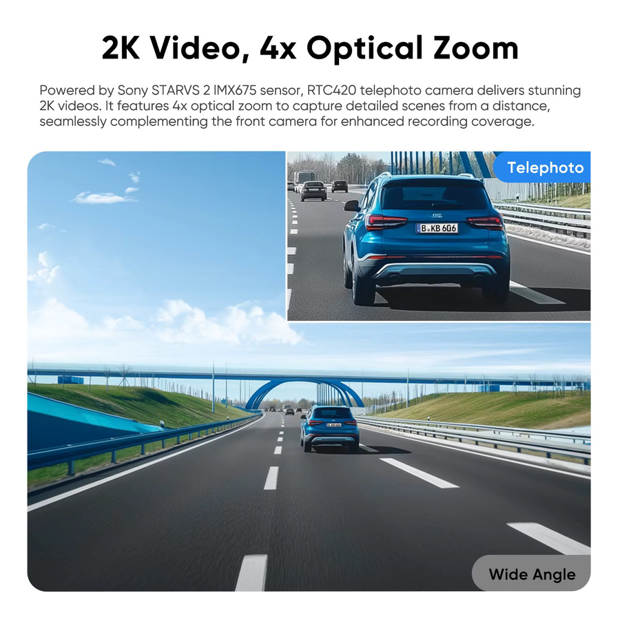 VIOFO RTC420 2K HDR Telekamera-Set mit Sony STARVIS 2-Sensor für die A329T/A329TW-Serie in Schwarz - Bild 2