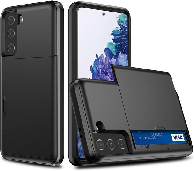Schiebe-Geldbörse mit Kartenfächern als Hülle für Samsung Galaxy S21 FE S20 S10 Note 20 Ultra 10 Plus S10e S20+ S21+ 5G S21 FE S8 in Schwarz - Bild 1