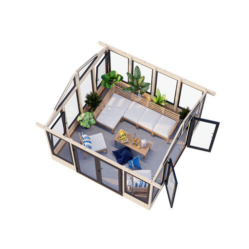 PALMAKO Pavillon Isabella aus Fichtenholz mit Satteldach in Weiss, B/T/H: 465 x 465 x 315 cm - Bild 2