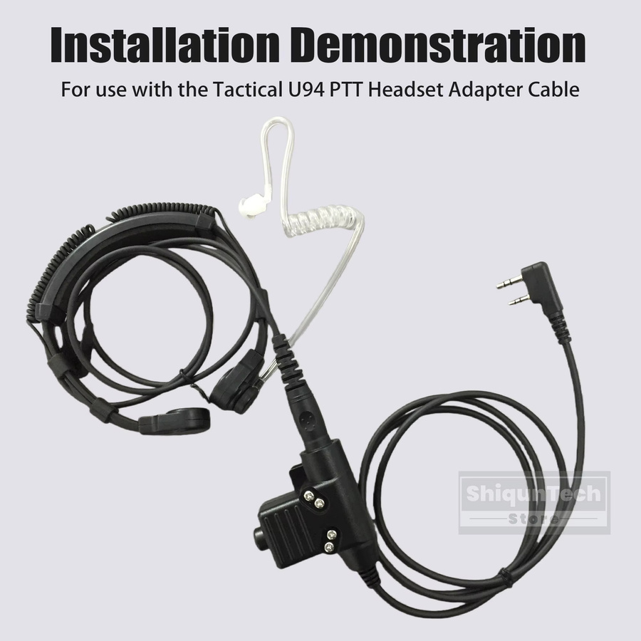 RONGYIN Taktisches Throat Mikrofon Heavy Duty Headset mit Air Tube und 7,1mm NATO Stecker in Schwarz für Walkie Talkie Radios - Bild 4
