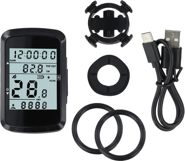 Darius Fahrrad GPS Tacho mit LCD Display und kabellosem Kilometerzähler in Schwarz - Bild 1