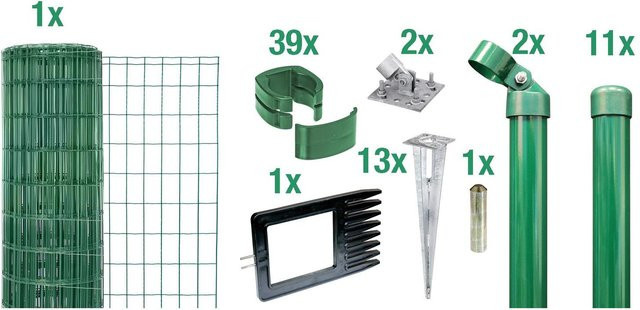 ALBERTS Zaun-Set Fix-Clip Pro mit Bodenhülse, Grün, Höhe: 1200 mm - Bild 1