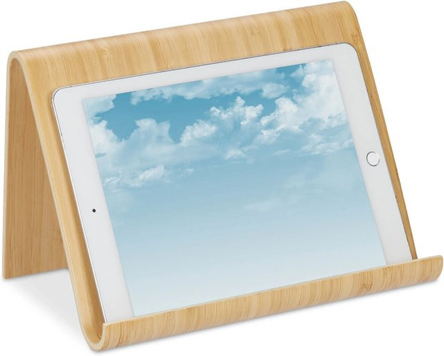 Relaxdays Tabletständer aus Holz in Natur Braun B/T/H: 26 x 17 x 15,5 cm - Bild 1