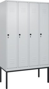 C+P Spind Classic PLUS Garderobenschrank mit 4 Abteilen, Gestell aus Stahl mit Einbrennbeschichtung, Sicherheits-Drehriegel, 4 Garderobenhaken und mittiger Trennwand, H x B x T: 212 x 120 x 50 cm - Bild 1