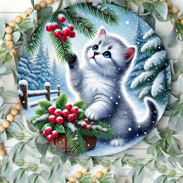 Metall-Wandkunst Winterkätzchen von CIFBUY in Multicolor, B/H: 20,3 x 20,3 cm - Bild 1