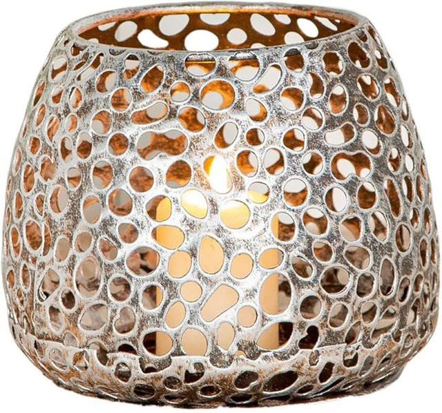 Gilde Windlicht Chico in Silber Antique, Durchmesser: 14 cm, Höhe: 12 cm - Bild 1