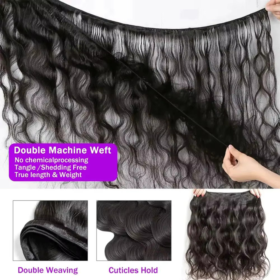 FIUMER Echthaar-Bündel Body Wave, Naturschwarz, Unisex - Bild 4
