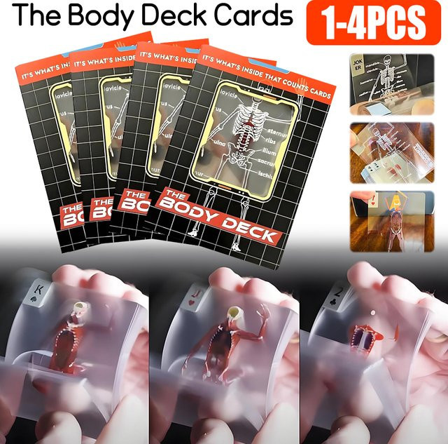 APWIKOGER The Body Deck Skelett Spielkarte, Transparent, Bunt / Mehrfarbig, 1-4-teiliges Set - Bild 1