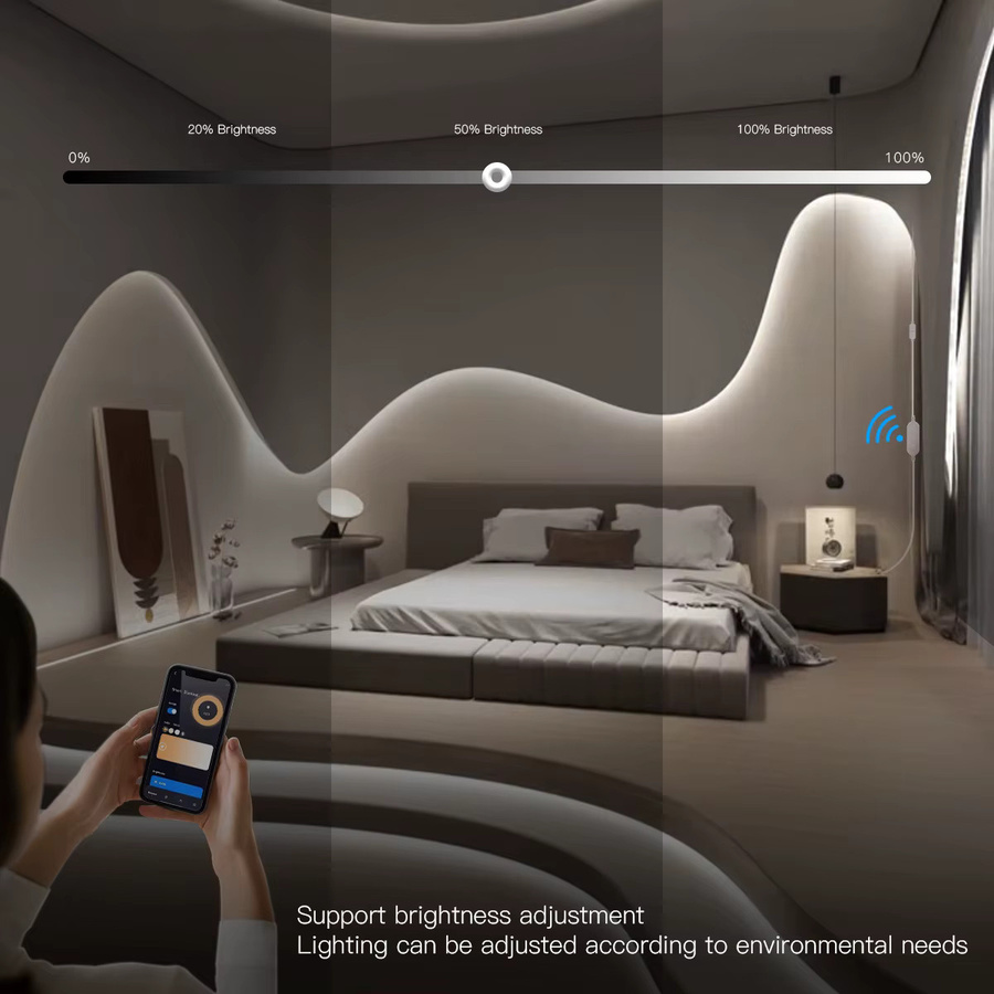 Rybakov Smart COB LED Streifen mit Dimmer Controller, ZigBee & WiFi kompatibel mit Tuya und Alexa, USB 5V, dimmbar, Weiß - Bild 4