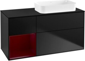 V&B Waschtischunterschrank Finion mit Wandbeleuchtung, Blau Matt Lacquer, B/T/H: 120 x 60 cm - Bild 1