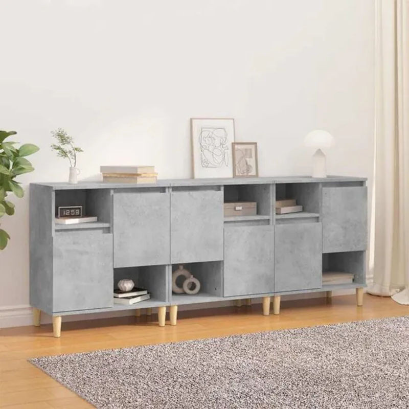 Set aus 3 Sideboards von vidaxl in Betongrau aus Holzwerkstoff, B/T/H: 60 x 35 x 70 cm - Bild 1
