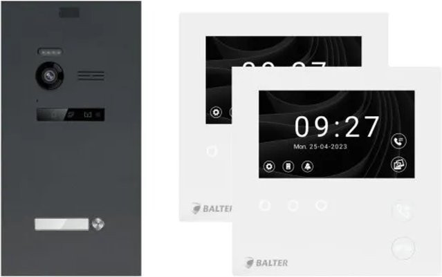 Balter Evo-HD-Mini Video Türsprechanlage Komplettsystem für 1-Familienhäuser mit 2x 4,3 Zoll WiFi Monitor in Anthrazitgrau - Bild 1