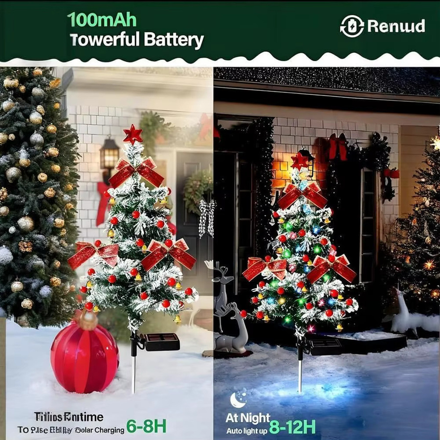 Solar-LED-Weihnachtsbaum-Hofpfahl für Garten und Veranda, mehrfarbig, IP65 wasserdicht - Bild 4