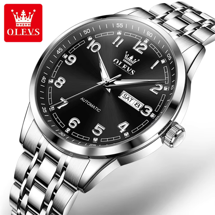 OLEVS Armbanduhr Automatik, Edelstahl, Gold, Herren - Bild 5