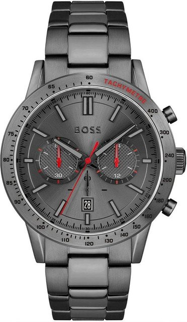 Hugo Boss Chronograph, Quarz, Edelstahl, 44 mm, Grau, Herren - Bild 1