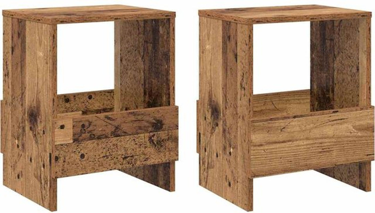 vidaXL Magazinregal aus Altholz im 2er-Set, Braun/Natur, Landhausstil, H x B x T: 45 x 35 x 30 cm - Bild 1