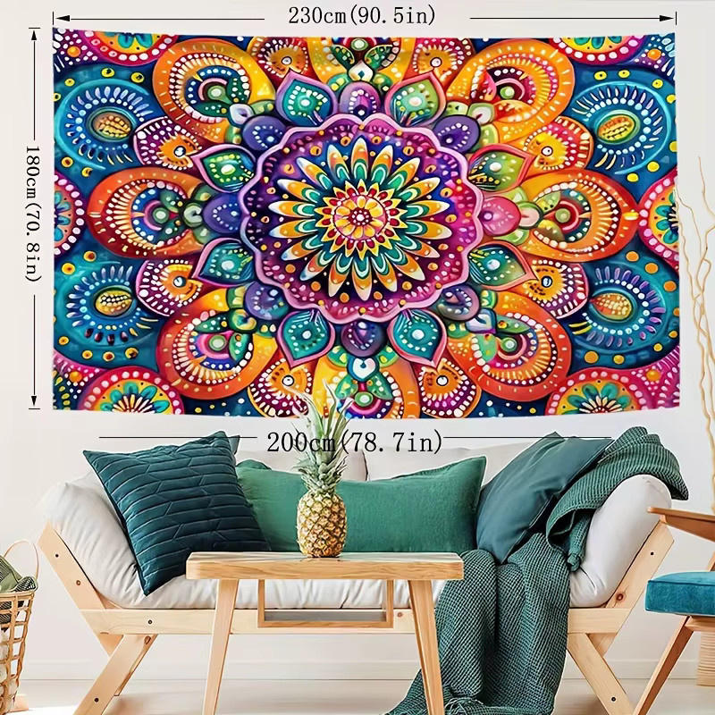 VIKAMA Wandteppich im Boho-Ethno-Stil mit Mandala-Design, bunt, B/H: 60 x 40 cm - Bild 2