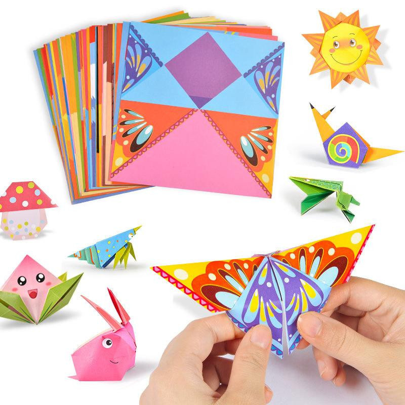 TMZ Origami Bastelset mit 54 farbigem Konstruktionspapier im Tier-Thema für DIY-Handwerksprojekte, Mehrfarbig - Bild 2