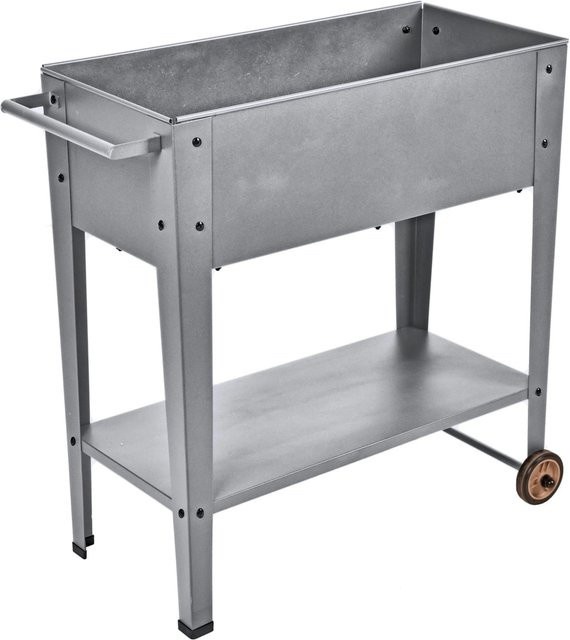 DELUKE Hochbeet LILLE Mobil Silbergrau aus Metall und Polyethylen für Garten Balkon und Terrasse B/T/H: 80 x 66 x 35 cm - Bild 1
