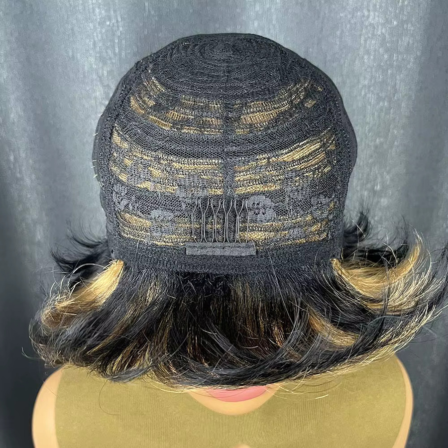 OYM HAIR Pixie-Schnitt Haarperücke, schwarz-blond, mit Pony, Damen - Bild 4