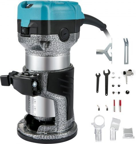 VEVOR Einhand Oberfräse für Holz mit 800 W, Drehzahlregelung und Soft-Start, Blau - Bild 1