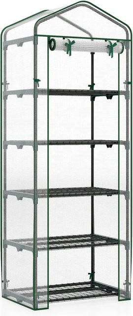 Costway Gewächshaus Klein mit 5 Regalböden aus Metall in Grün und Weiß, B/T/H: 69 x 48 x 190 cm - Bild 1