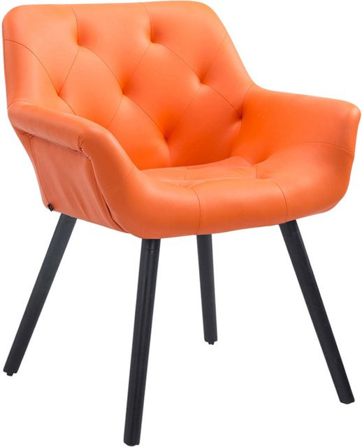 TPFLiving Besucherstuhl Cassy in Orange mit Kunstleder und Holzgestell in Schwarz - Bild 1