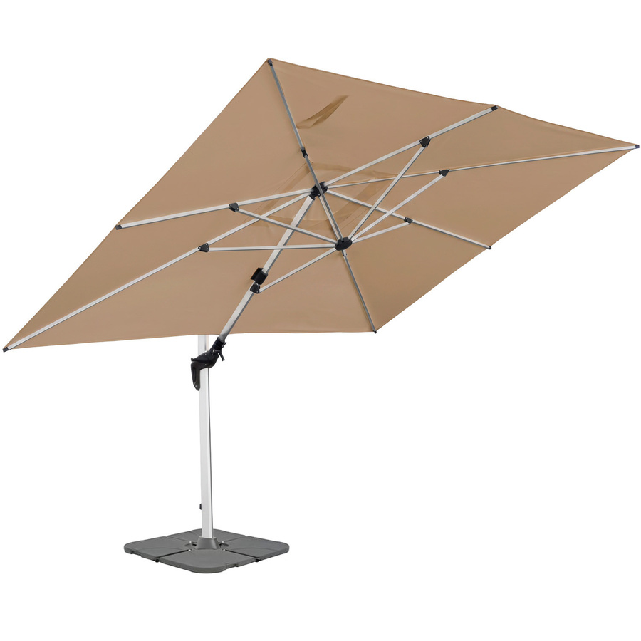 anndora Ampelschirm Aluminium Dark Natural quadratisch 3x4m mit Betonplattenständer, 360 Grad drehbar, schwenkbar und neigbar, UPF 50 - Bild 1